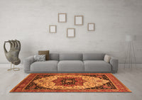 Machine Washable Oriental Orange Industrial Rug, wshurb2638org