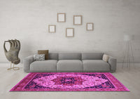 Machine Washable Oriental Pink Industrial Rug, wshurb2638pnk