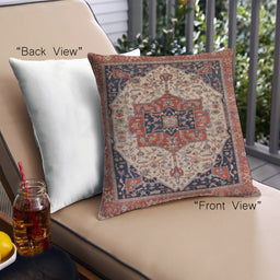 Front View of Mid-Century Modern Urban Square Camel Brown Throw Pillow, 18 inch by 18 inch, pwurb2638