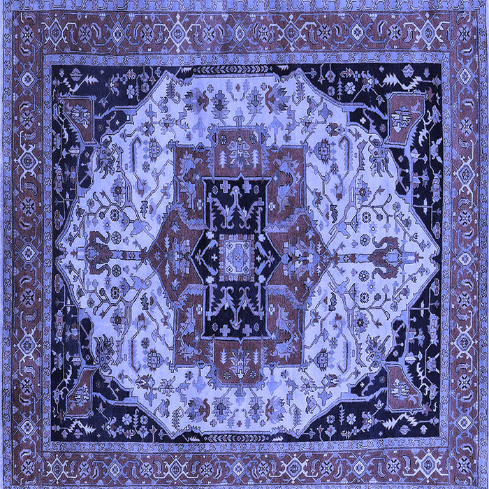 Square Machine Washable Oriental Blue Industrial Rug, wshurb2638blu