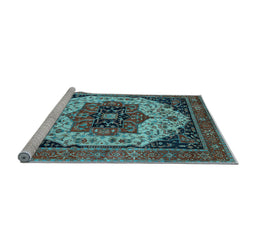 Sideview of Machine Washable Oriental Light Blue Industrial Rug, wshurb2638lblu