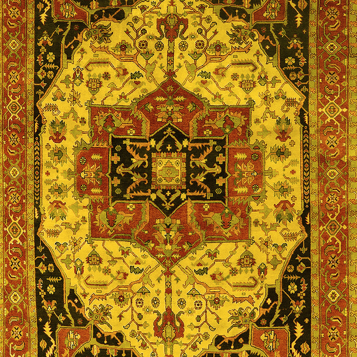 Machine Washable Oriental Yellow Industrial Rug, wshurb2638yw