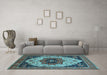 Machine Washable Oriental Light Blue Industrial Rug in a Living Room, wshurb2638lblu