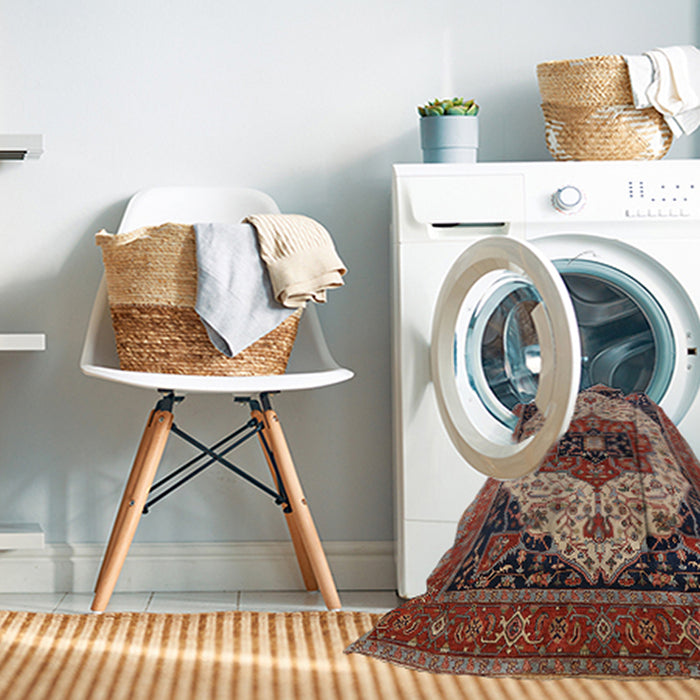 Machine Washable Industrial Modern Camel Brown Rug in a Washing Machine, wshurb2638