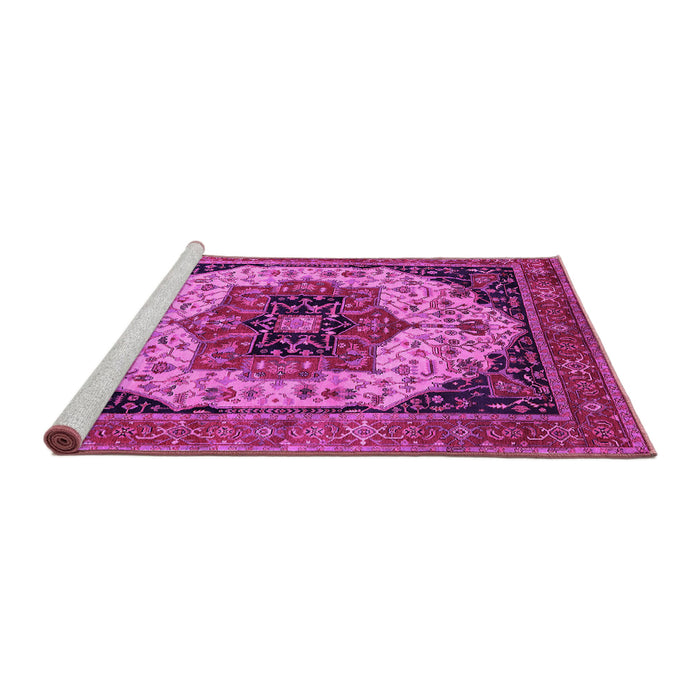 Sideview of Machine Washable Oriental Pink Industrial Rug, wshurb2638pnk