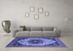 Machine Washable Oriental Blue Industrial Rug in a Living Room, wshurb2638blu