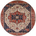 Round Mid-Century Modern Camel Brown Oriental Rug, urb2638