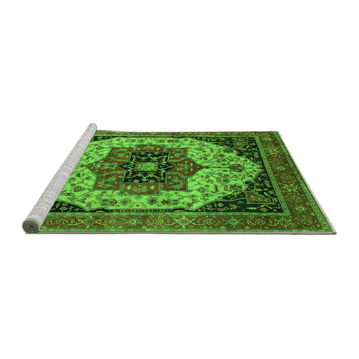 Sideview of Machine Washable Oriental Green Industrial Area Rugs, wshurb2638grn
