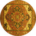 Round Oriental Yellow Industrial Rug, urb2639yw