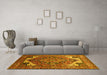 Machine Washable Oriental Yellow Industrial Rug in a Living Room, wshurb2639yw