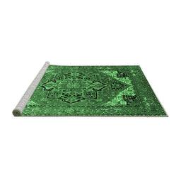 Sideview of Machine Washable Oriental Emerald Green Industrial Area Rugs, wshurb2639emgrn