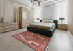 Mid-Century Modern Light Copper Gold Oriental Rug in a Bedroom, urb2639