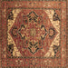 Square Machine Washable Oriental Brown Industrial Rug, wshurb2639brn