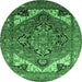 Round Oriental Emerald Green Industrial Rug, urb2639emgrn