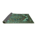 Sideview of Oriental Turquoise Industrial Rug, urb2639turq