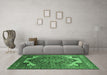 Machine Washable Oriental Emerald Green Industrial Area Rugs in a Living Room,, wshurb2639emgrn