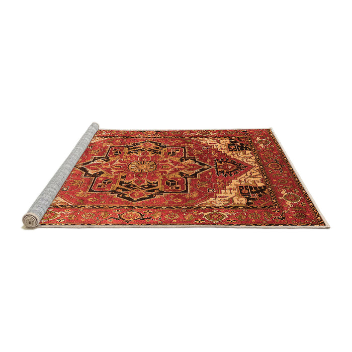Sideview of Machine Washable Oriental Orange Industrial Area Rugs, wshurb2639org