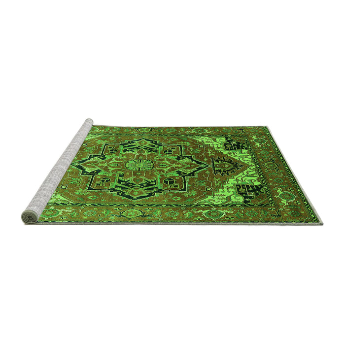 Sideview of Machine Washable Oriental Green Industrial Area Rugs, wshurb2639grn