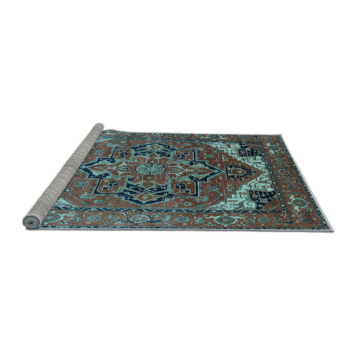 Sideview of Machine Washable Oriental Light Blue Industrial Rug, wshurb2639lblu