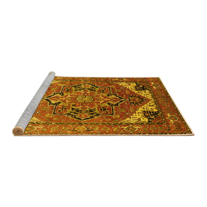 Sideview of Machine Washable Oriental Yellow Industrial Rug, wshurb2639yw