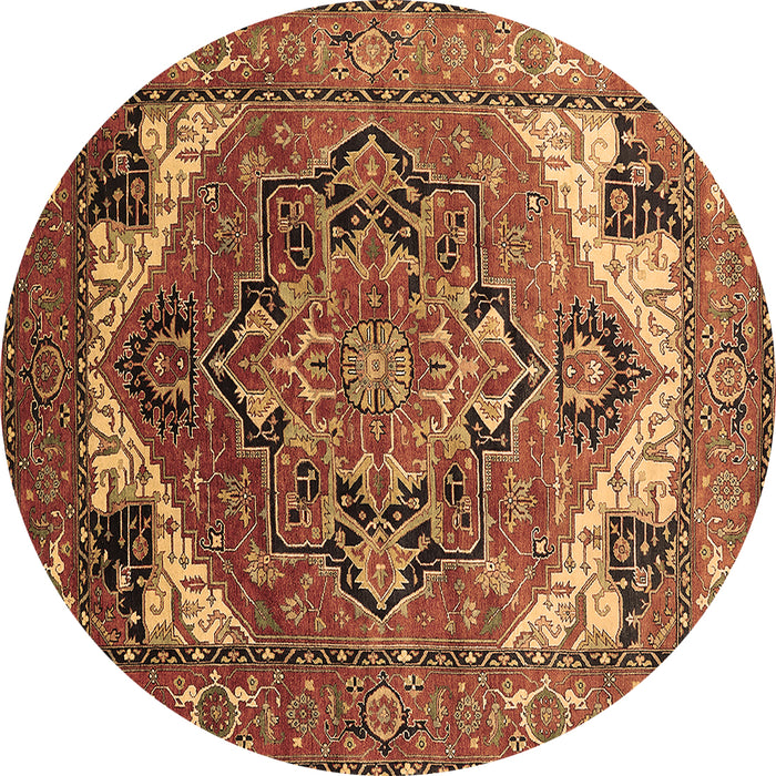 Round Machine Washable Oriental Brown Industrial Rug, wshurb2639brn