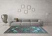 Machine Washable Oriental Light Blue Industrial Rug in a Living Room, wshurb2639lblu