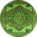 Round Oriental Green Industrial Rug, urb2639grn