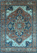 Machine Washable Oriental Light Blue Industrial Rug, wshurb2639lblu