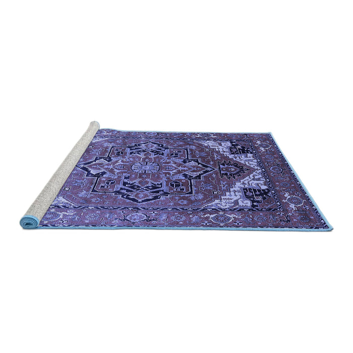 Sideview of Machine Washable Oriental Blue Industrial Rug, wshurb2639blu
