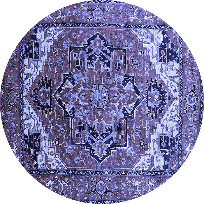 Round Oriental Blue Industrial Rug, urb2639blu