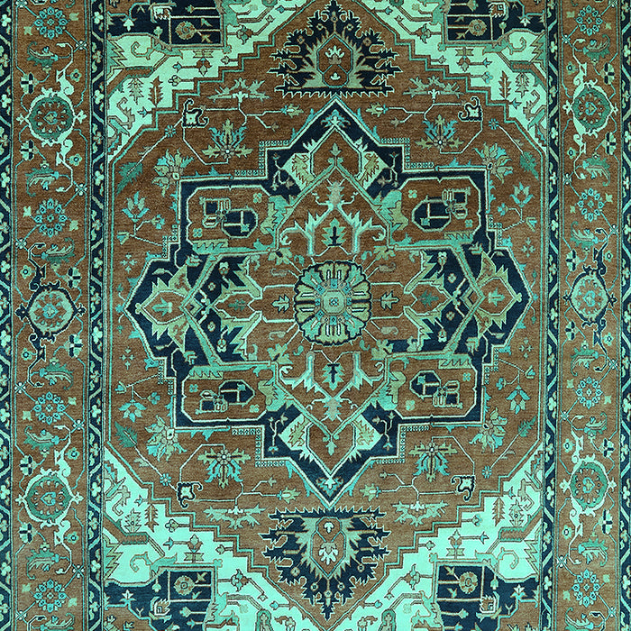Machine Washable Oriental Turquoise Industrial Area Rugs, wshurb2639turq