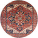 Round Mid-Century Modern Light Copper Gold Oriental Rug, urb2639