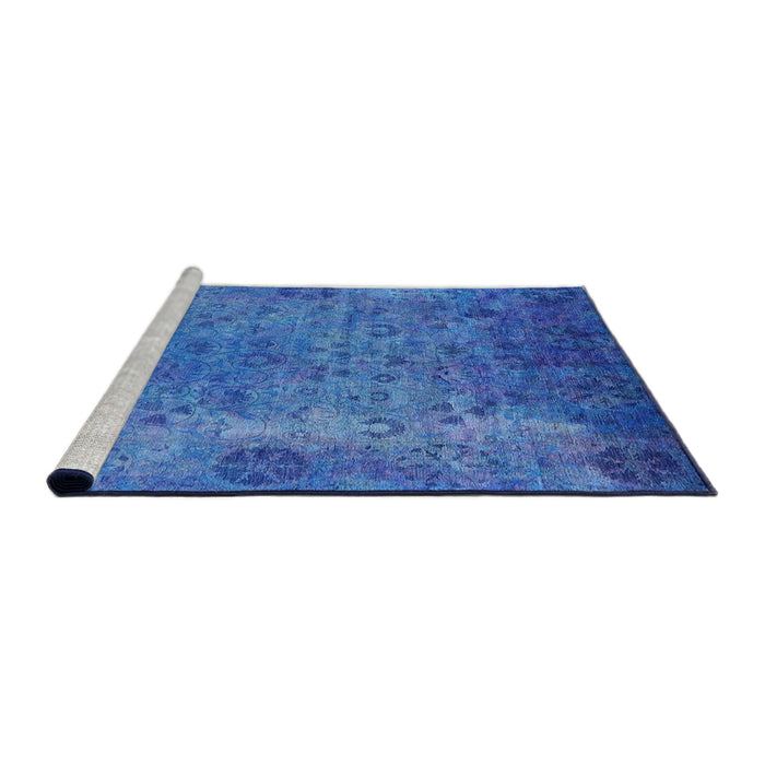 Sideview of Machine Washable Industrial Modern Blue Orchid Blue Rug, wshurb2640