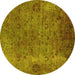 Round Oriental Yellow Industrial Rug, urb2640yw