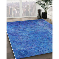 Mid-Century Modern Blue Orchid Blue Oriental Rug, urb2640