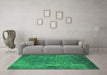Machine Washable Oriental Green Industrial Area Rugs in a Living Room,, wshurb2640grn
