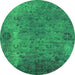 Round Oriental Green Industrial Rug, urb2640grn