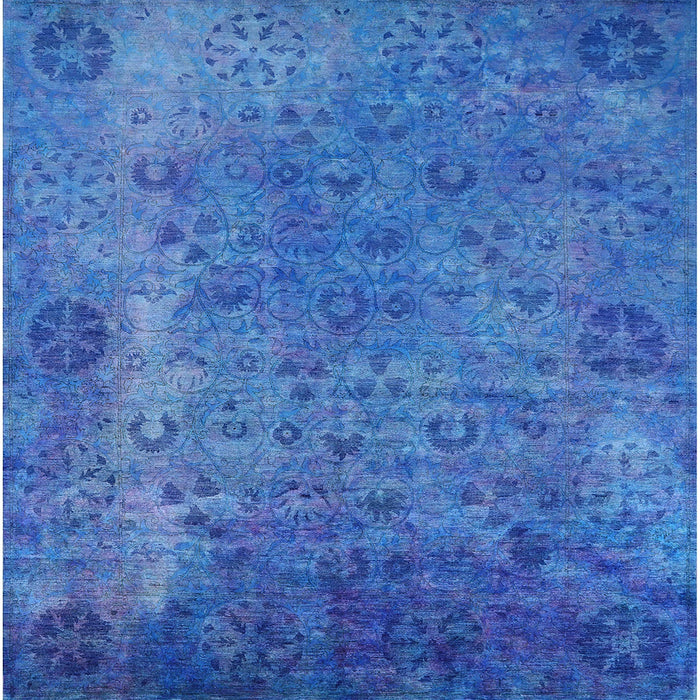 Square Mid-Century Modern Blue Orchid Blue Oriental Rug, urb2640