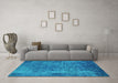 Machine Washable Oriental Turquoise Industrial Area Rugs in a Living Room,, wshurb2640turq