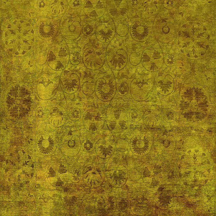 Machine Washable Oriental Yellow Industrial Rug, wshurb2640yw