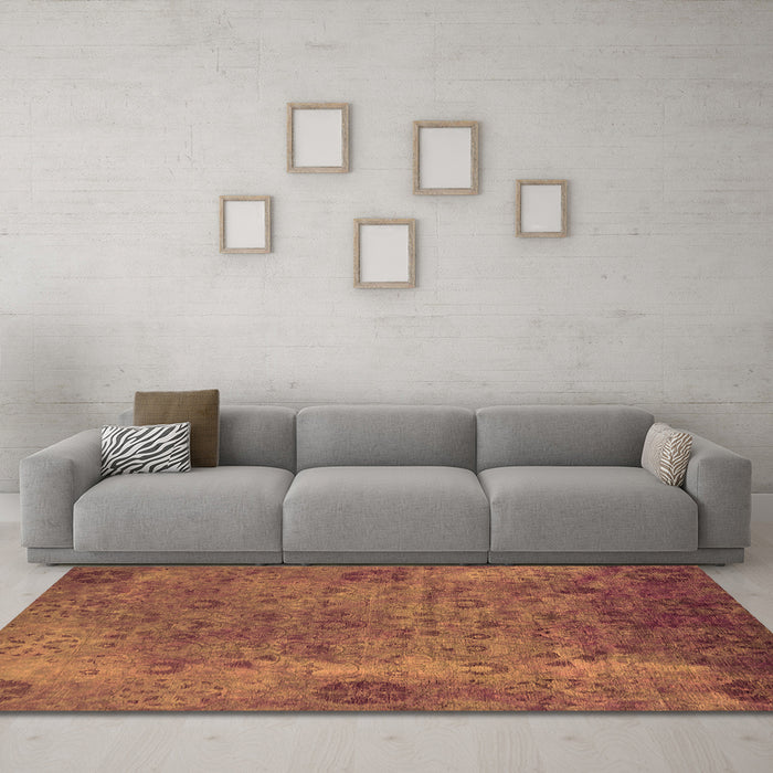 Machine Washable Oriental Orange Industrial Area Rugs in a Living Room, wshurb2640org
