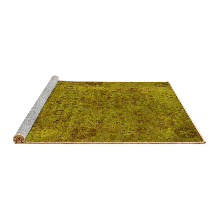 Sideview of Machine Washable Oriental Yellow Industrial Rug, wshurb2640yw