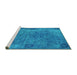 Sideview of Machine Washable Oriental Turquoise Industrial Area Rugs, wshurb2640turq