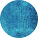 Round Oriental Turquoise Industrial Rug, urb2640turq