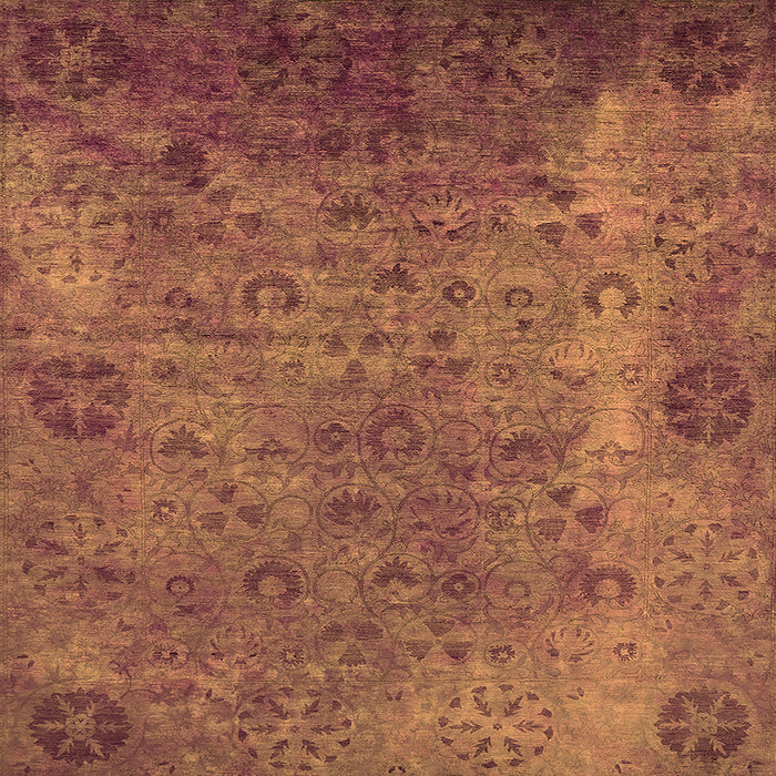 Square Machine Washable Oriental Orange Industrial Area Rugs, wshurb2640org