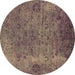 Round Oriental Brown Industrial Rug, urb2640brn