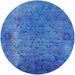 Round Mid-Century Modern Blue Orchid Blue Oriental Rug, urb2640