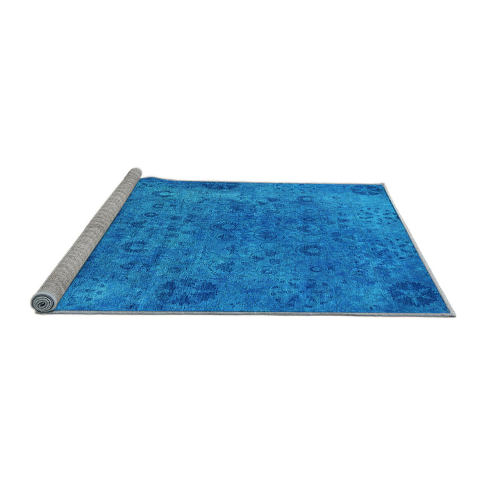 Sideview of Machine Washable Oriental Light Blue Industrial Rug, wshurb2640lblu