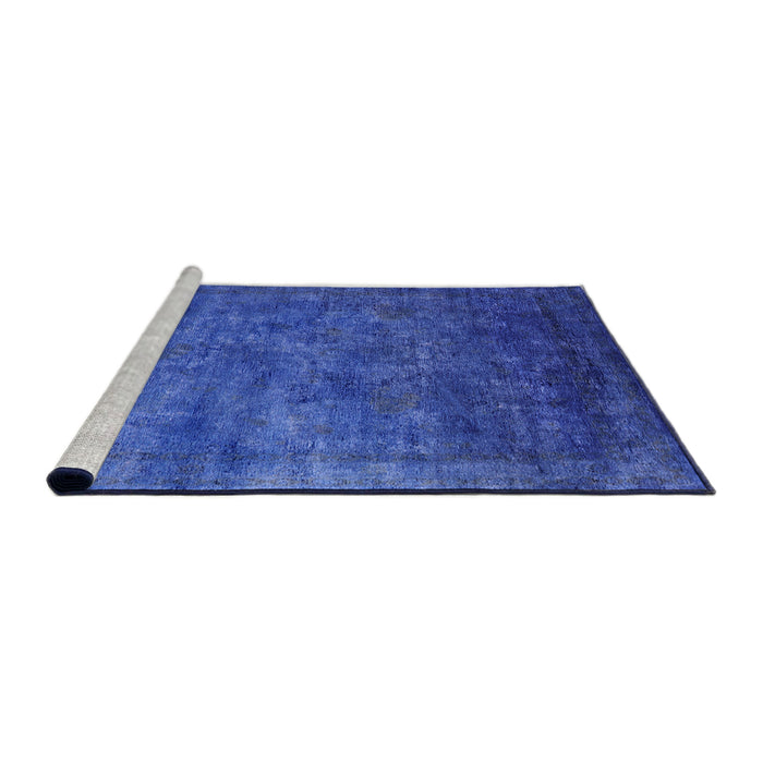 Sideview of Machine Washable Industrial Modern Blue Orchid Blue Rug, wshurb2641