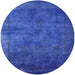 Round Machine Washable Industrial Modern Blue Orchid Blue Rug, wshurb2641